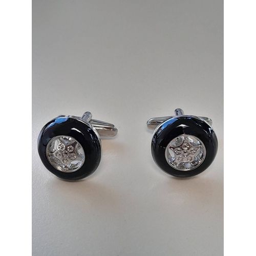 Boutons De Manchettes Pneu De Voiture De Couleurs Argent Et Noire Pour De L'élégance Et De L'originalité...