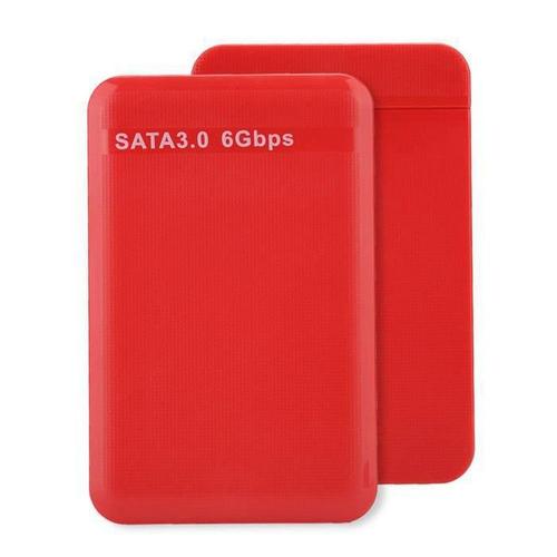 Boîtier de disque dur mobile 2,5 pouces Usb3.0 Sata3.0 boîtier de disque dur mobile haute vitesse 6 Gbps accélération 3 To Uasp (rouge)