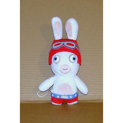 Peluche Lapin Cretin Boom Doudou Lapin Cretin Bonnet Rouge Lunette 23 Cm