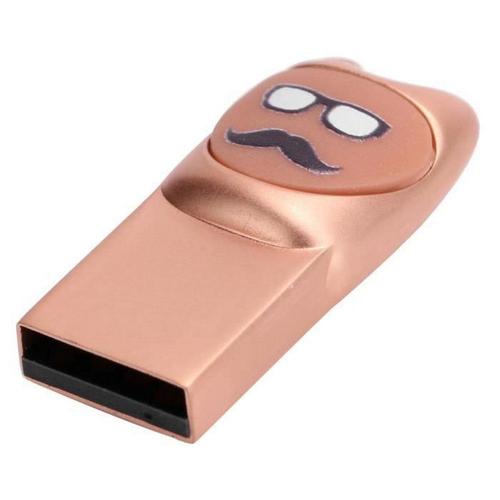 U Disk Memory U Disk Cartoon Moustache Motif USB Flash Drive Stockage de données informatiques (32 Go Rose Gold)