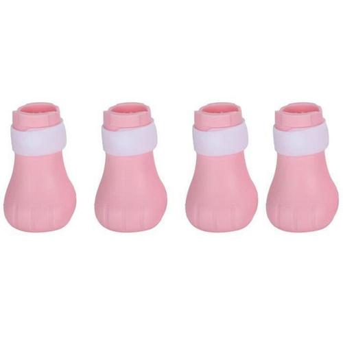 4 Pcs Silicone Chat Botte Chat Griffe Chaussure Anti-Rayures Silicone Chat Patte Protecteur Pour Le Bain Rose