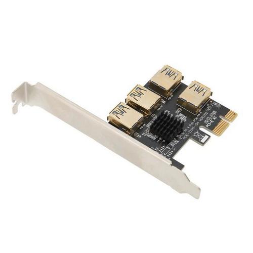 Pcie Riser Splitter Pcie Riser Card 1 à 4 Noir 4 Port Usb 3.0 Plug In Design X4 X8 X16 Adaptateur d'interface graphique