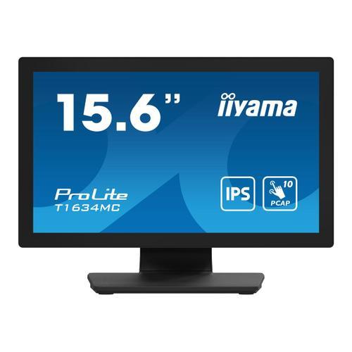 iiyama ProLite T1634MC-B1S - Écran LED - 15.6" - écran tactile - 1920 x 1080 Full HD (1080p) @ 60 Hz - IPS - 450 cd/m² - 700:1 - 25 ms - HDMI, VGA, DisplayPort - noir, mat