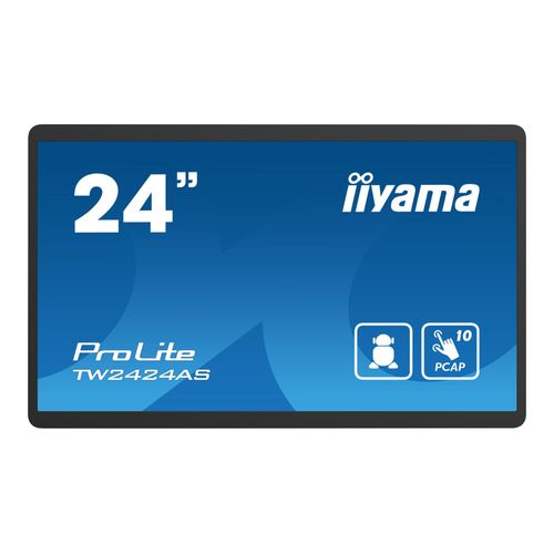 iiyama ProLite TW2424AS-B1 - Écran LED - 24" (23.6" visualisable) - fixe - écran tactile - 1920 x 1080 Full HD (1080p) @ 60 Hz - IPS - 1000:1 - 14 ms - HDMI - haut-parleurs - noir, mat