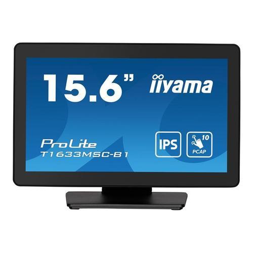 iiyama ProLite T1633MSC-B1 - Écran LED - 15.6" - écran tactile - 1920 x 1080 Full HD (1080p) @ 60 Hz - IPS - 450 cd/m² - 1000:1 - 5 ms - HDMI, DisplayPort - haut-parleurs - noir, finition matte