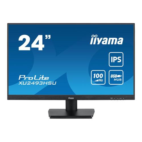 iiyama ProLite XU2493HSU-B6 - Écran LED - 24" (23.8" visualisable) - 1920 x 1080 Full HD (1080p) @ 100 Hz - IPS - 250 cd/m² - 1000:1 - 1 ms - HDMI, DisplayPort - haut-parleurs - noir mat