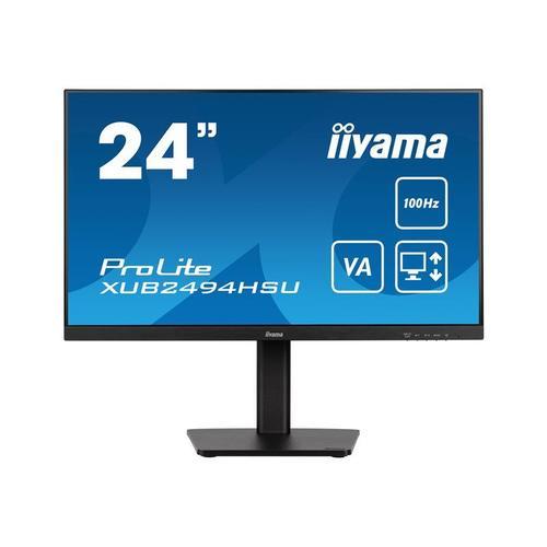 iiyama ProLite XUB2494HSU-B6 - Écran LED - 24" (23.8" visualisable) - 1920 x 1080 Full HD (1080p) @ 100 Hz - VA - 250 cd/m² - 1000:1 - 1 ms - HDMI, DisplayPort - haut-parleurs - noir mat