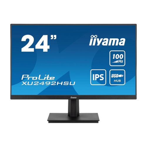 iiyama ProLite XU2492HSU-B6 - Écran LED - 24" (23.8" visualisable) - 1920 x 1080 Full HD (1080p) @ 100 Hz - IPS - 250 cd/m² - 1300:1 - 0.4 ms - HDMI, DisplayPort - haut-parleurs - noir mat