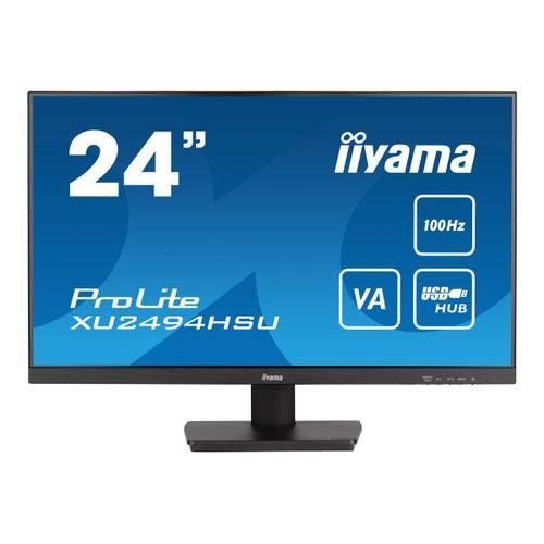 iiyama ProLite XU2494HSU-B6 - Écran LED - 24" (23.8" visualisable) - 1920 x 1080 Full HD (1080p) @ 100 Hz - VA - 250 cd/m² - 4000:1 - 1 ms - HDMI, DisplayPort - haut-parleurs - noir mat