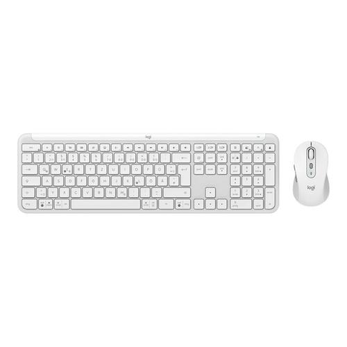 Logitech Signature Slim Combo MK950 - Ensemble clavier et souris - 100% full size - sans fil - Bluetooth 5.1 LE - AZERTY - Français - blanc cassé