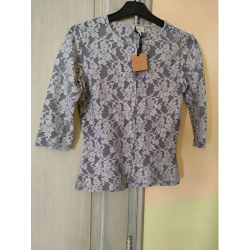 Gilet Manche 3/4 Gris En Dentelle Taille 36 Neuf Marque : Camaïeu