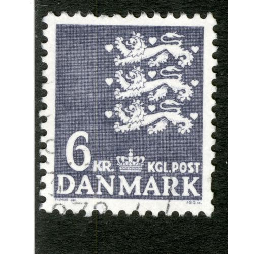 Timbre Oblitéré Danmark, 6 Kr., Kgl Post