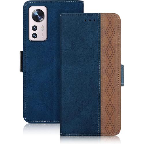 Vaitasy Coque Xiaomi 12 5g/ 12x, Haute Qualité Cuir Pu Étui Avec Fente Pour Carte Fonction Support Housse Magnétique Coque Compatible Avec Xiaomi 12x 5g, Bleu