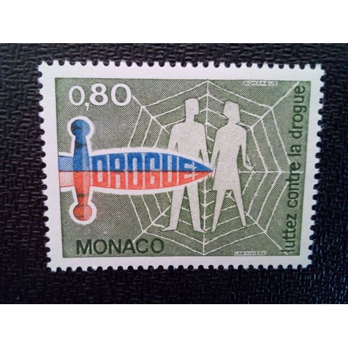 Timbre Monaco Yt 1074 Couple Humain Dans La Toile D'araignée, Épée 1976 ( 021012 )