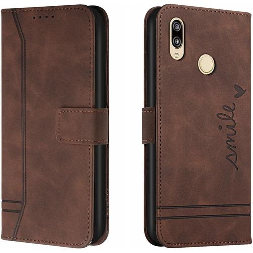 Coque Huawei Y7 2019/Y7pro 2019/Y7 Prime 2019/Enjoy 9 Étui Portefeuille, Étui De Protection En Tpu Antichoc, Étui De Téléphone En Cuir Pu Magnétique À Rabat En Cuir Port