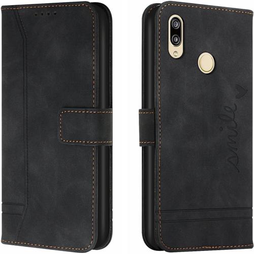 Coque Huawei Y7 2019/Y7pro 2019/Y7 Prime 2019/Enjoy 9 Étui Portefeuille, Étui De Protection En Tpu Antichoc, Étui De Téléphone En Cuir Pu Magnétique À Rabat En Cuir Port