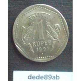 Inde . Pièce De 1 Roupie ( Rupee ) 1991 . Non Nettoyée .