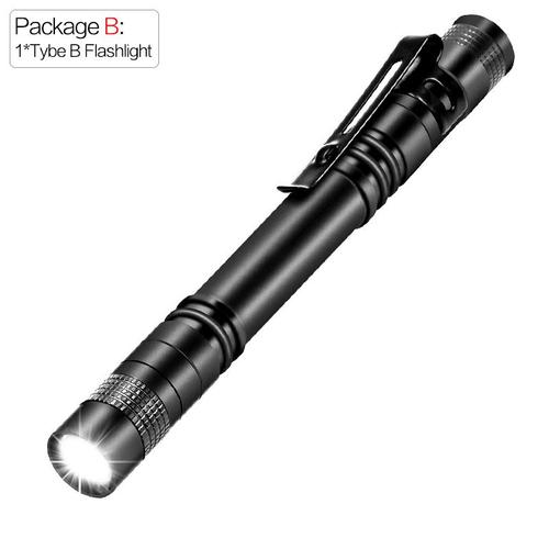 Package B Mini petite lampe de poche LED portable, lampe de poche lumineuse, lumens élevés, déterminer la lumière du stylo, torche LED pour le camping, les urgences extérieures ""Nipseyteko""