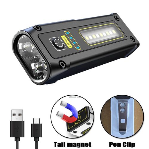with pen clip 1PC Lampe de poche multifonction portable STD01 2Xaf + COB LED Mini torche LED TYPE-C lampe de travail aste avec pince à stylo magnétique ""Nipseyteko""