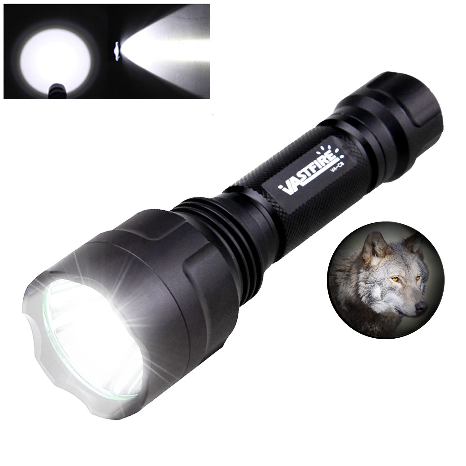 without battery Lampe de poche de chasse à LED verte, torche à mode Dul1, lanterne aste USB, alimenté par batterie 600, 350LM, 800-18650 verges, gamme C8 ""Nipseyteko""