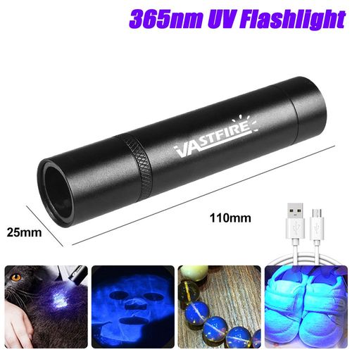 New 365nm Mini lampe de poche UV aste par USB, lampe noire ultraviolette, Linternas violets, tapis, détecteur d'urine pour animaux de compagnie, capture de scorpions, 3W, 365nm ""Nipseyteko""