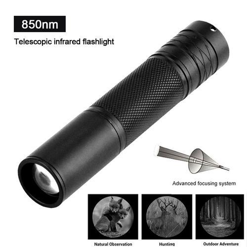 850nm No Battery Lampe de poche infrarouge à mise au point réglable, torche de chasse IR zoomable, lumière d'arme de rayonnement infrarouge, reviede vision nocturne, 850nm, 940nm ""Nipseyteko""