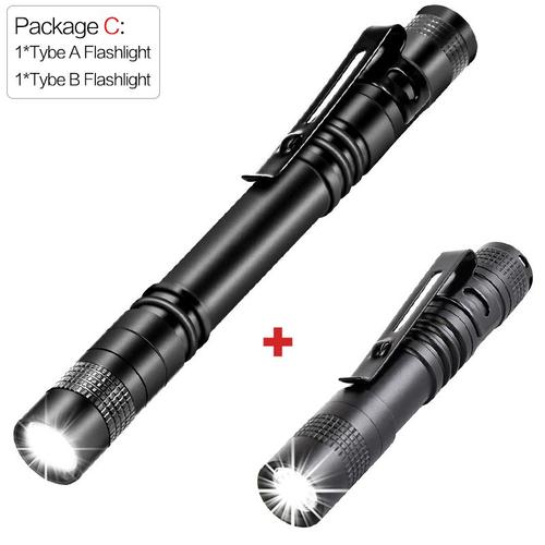 Package C Mini petite lampe de poche LED portable, lampe de poche lumineuse, lumens élevés, déterminer la lumière du stylo, torche LED pour le camping, les urgences extérieures ""Nipseyteko""