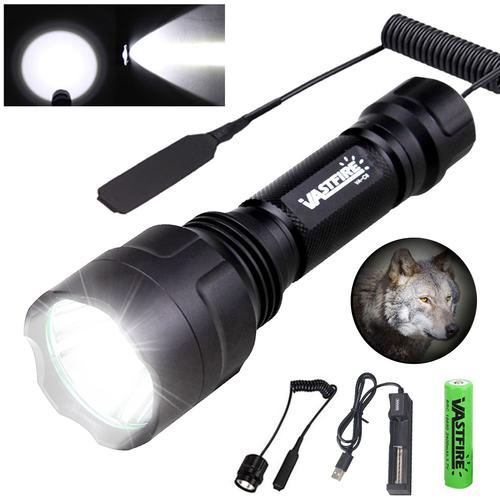 option 2 Lampe de poche de chasse à LED verte, torche à mode Dul1, lanterne aste USB, alimenté par batterie 600, 350LM, 800-18650 verges, gamme C8 ""Nipseyteko""