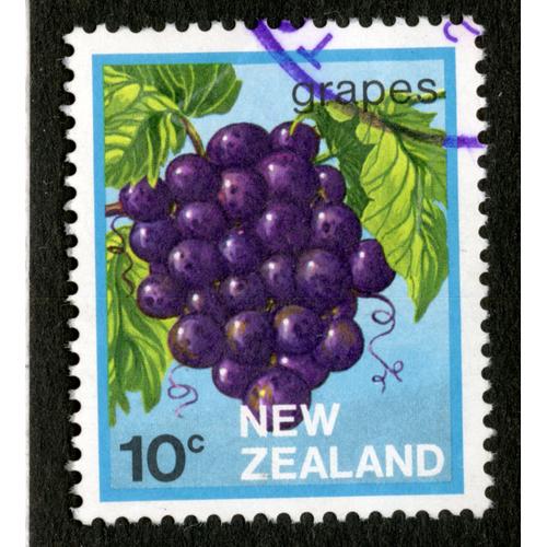 Timbre Oblitéré New Zealand, Grapes, 10c