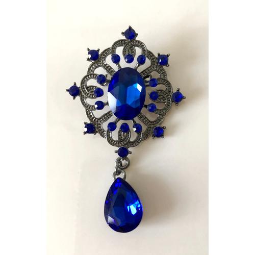 Broche Pendentif Bleu Royal Neuve