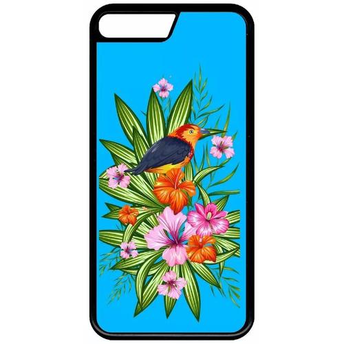 Coque Pour Iphone Se 2022 - Oiseau Tropical Turquoise - Silicone - Noir