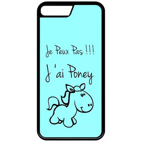 Coque Pour Iphone Se 2022 - Citation Poney Turquoise - Silicone - Noir