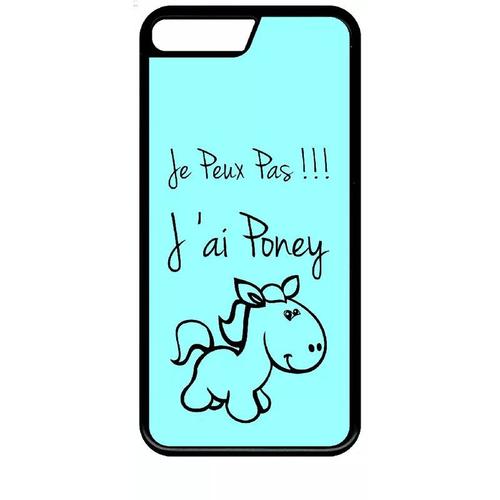 Coque Pour Iphone Se 2020 - Citation Poney Turquoise - Noir