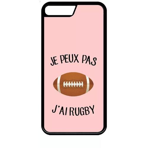 Coque Pour Iphone Se 2020 - Je Peux Pas J Ai Rugby Ballon Fond Rose - Noir