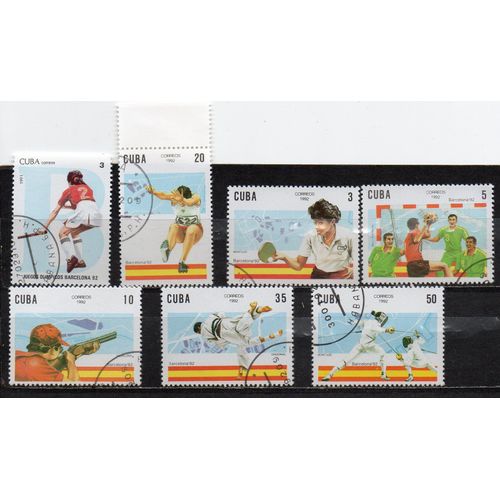 Cuba- Lot De 7 Timbres Oblitérés- Jeux Olympiques De Barcelone