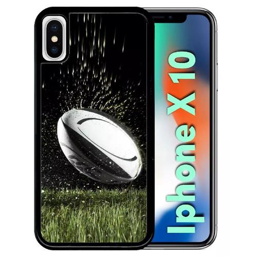 Coque Pour Iphone X - Ballon De Rugby - Noir