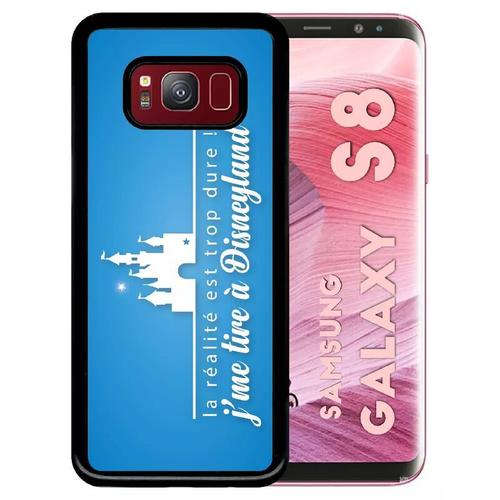 Coque Compatible Pour Galaxy S8 - La Realite Est Tropdure Jme Tire A Disney Fond Turquoise - Noir