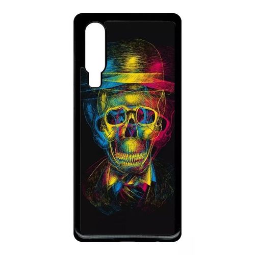Coque Pour Huawei P30 - Tete De Mort En Lumiere - Noir
