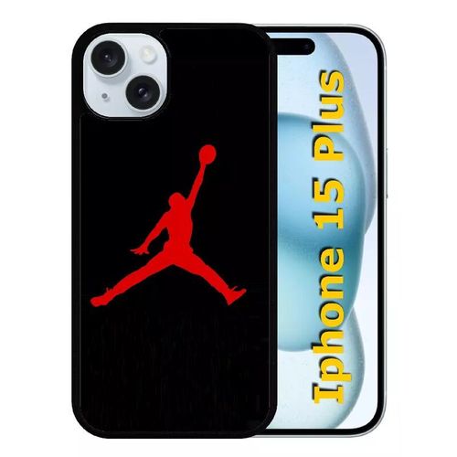 Coque Pour Iphone 15 Plus - Jordan 23 Logo Rouge - Silicone - Noir