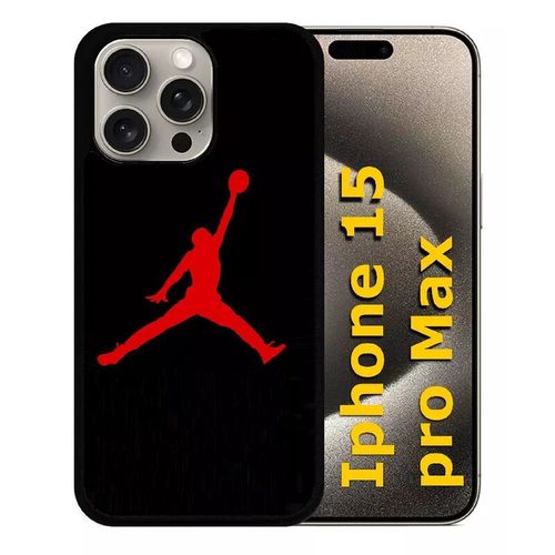 Coque Pour Iphone 15 Pro Max - Jordan 23 Logo Rouge - Silicone - Noir