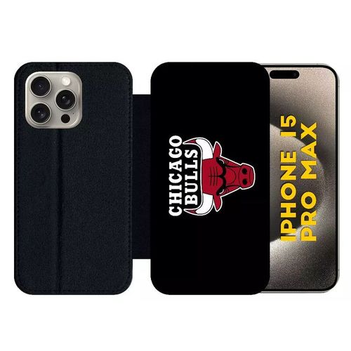 Etui À Rabat Pour Iphone 15 Pro Max - Chicago Bulls Nba - Silicone - Noir