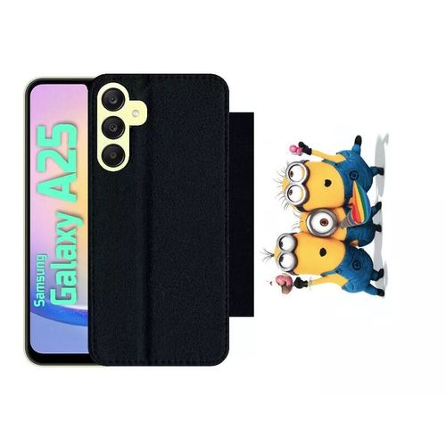 Etui À Rabat Pour Galaxy A25 - Les Minions Font La Fête - Simili-Cuir - Noir