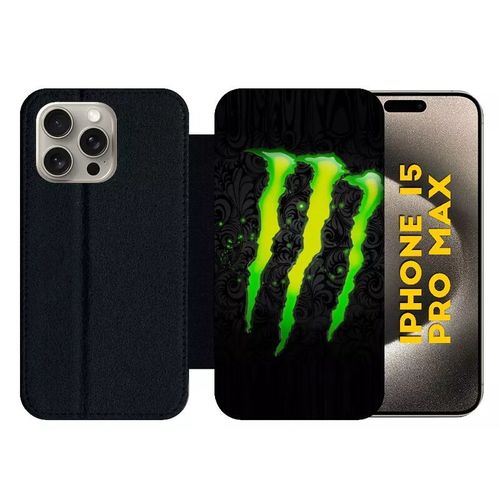 Etui À Rabat Pour Iphone 15 Pro Max - Monster Griffe - Silicone - Noir