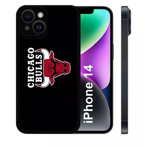 Coque Pour Iphone 14 - Chicago Bulls Nba - Silicone - Noir