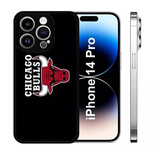 Coque Pour Iphone 14 Pro - Chicago Bulls Nba - Silicone - Noir