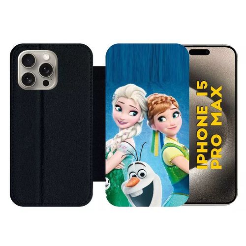 Etui À Rabat Pour Iphone 15 Pro Max - La Reine Des Neiges - Silicone - Noir