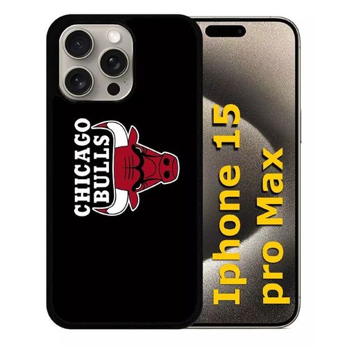 Coque Pour Iphone 15 Pro Max - Chicago Bulls Nba - Silicone - Noir