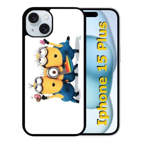 Coque Pour Iphone 15 Plus - Les Minions Font La Fête - Silicone - Noir