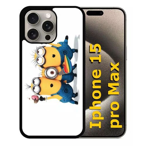 Coque Pour Iphone 15 Pro Max - Les Minions Font La Fête - Silicone - Noir