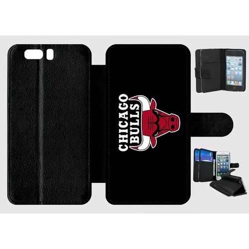 Etui À Rabat Pour Honor 9 - Chicago Bulls Nba - Simili-Cuir - Noir